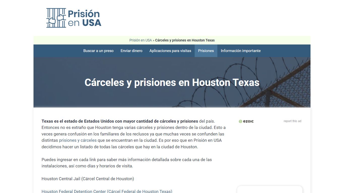 🥇 Listado de cárceles y prisiones en Houston Texas - Prisión en USA